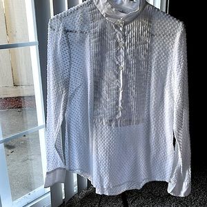 White long sleeve Swiss dot blouse
